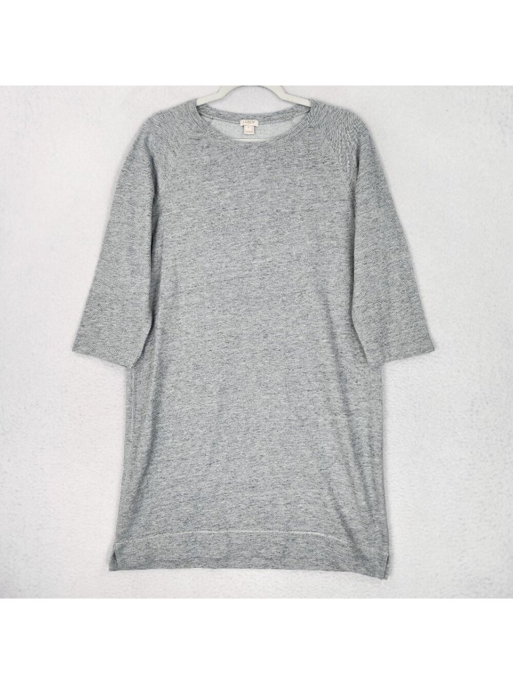 J Crew Dress Womens Medium Gray French Terry 3/4 Raglan Sleeve Sweater Casual